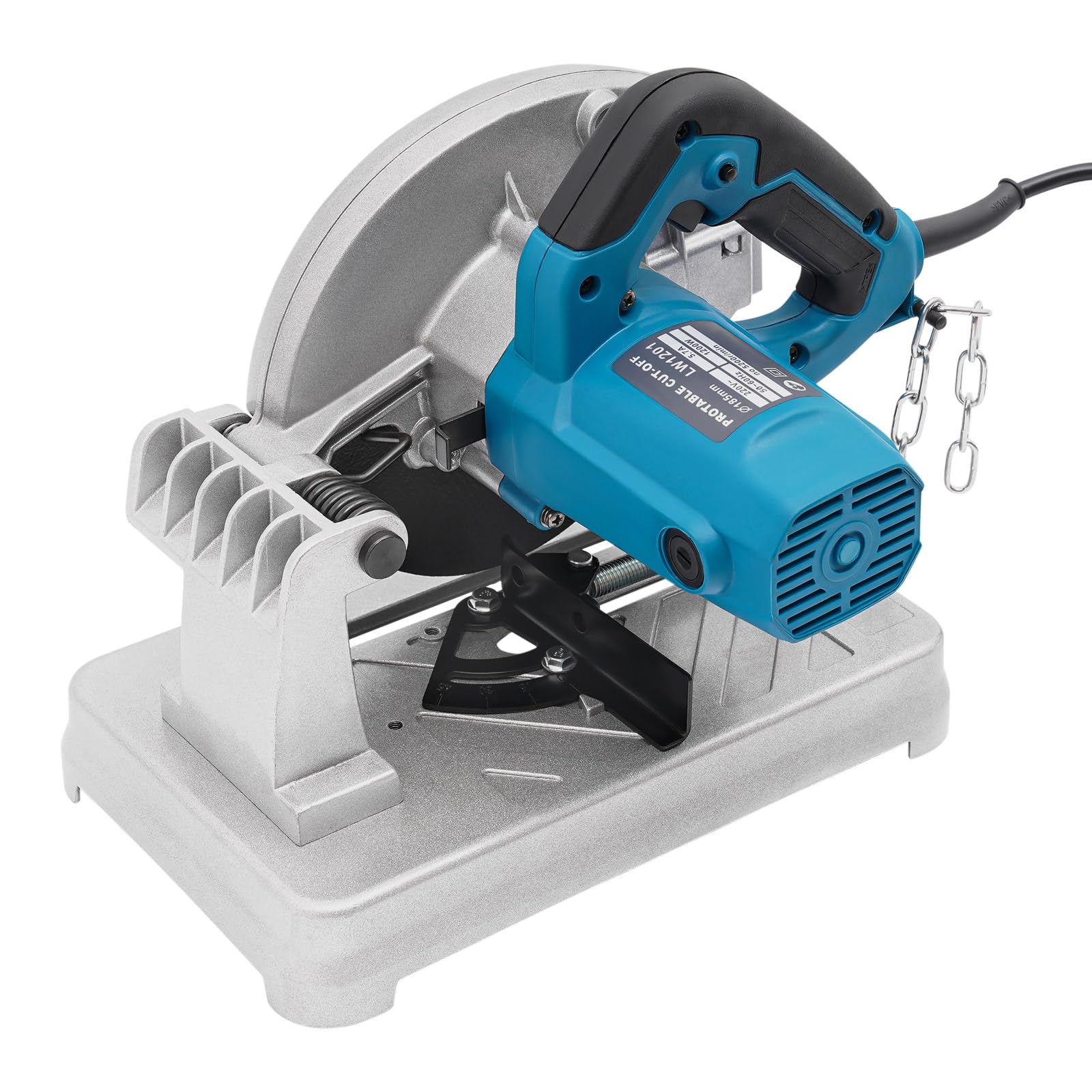 Sierra de inglete y tronzadora, 1200 W, 5200 rpm, hoja de sierra de 185 mm, ángulo de corte 0-45°, profundidad de corte de hasta 50 mm, sierra de corte para madera, acero, metal y azulejos