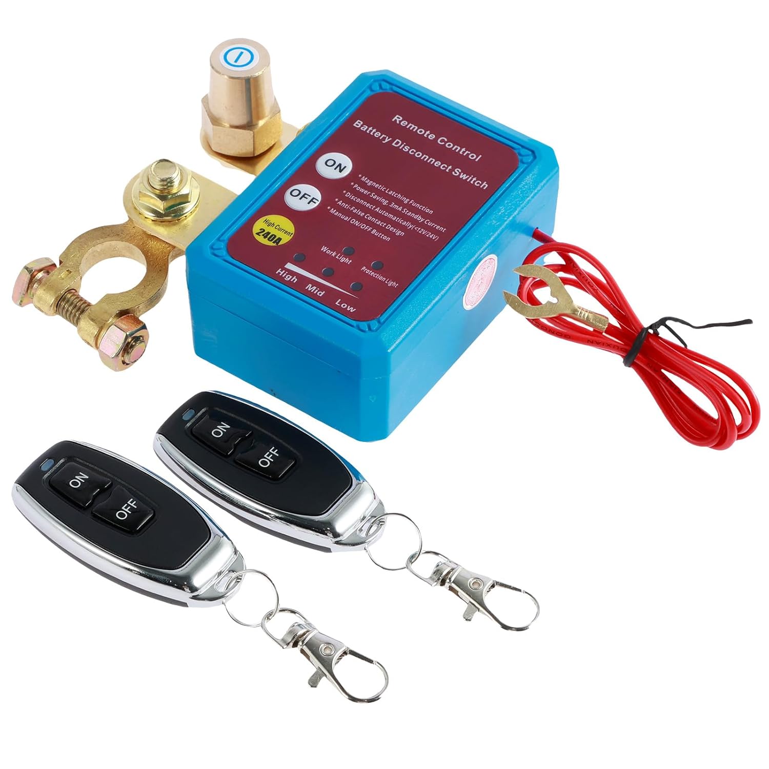 Kill Switch for Car, Remote Battery Disconnect Switch 12V, Kill Switch for Truck, Car Battery Kill Switch Anti Theft, Prevent Battery Drain, Remote Battery Kill Switch for Car, Truck, RV