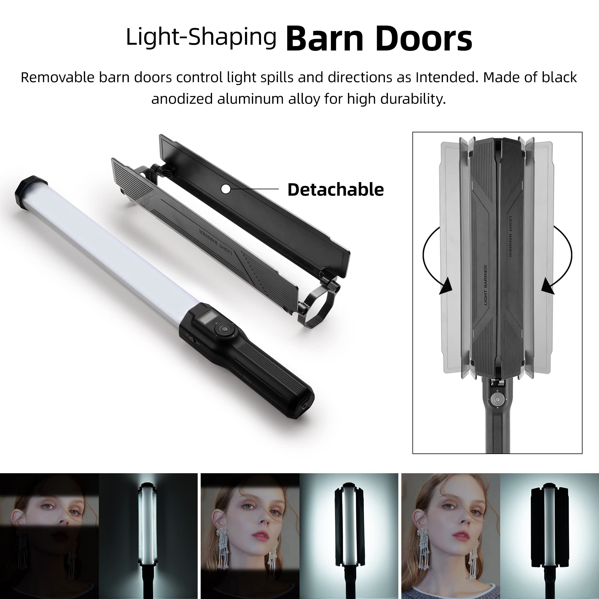 VILTROX H18 Luce Video LED RGB portatile Bastone luminoso video a LED con controllo APP e Barndoor 360° a colori Dimmerabili 2800K~6800K CRI95+ luci per tubi fotografici per Vlog Live Streaming