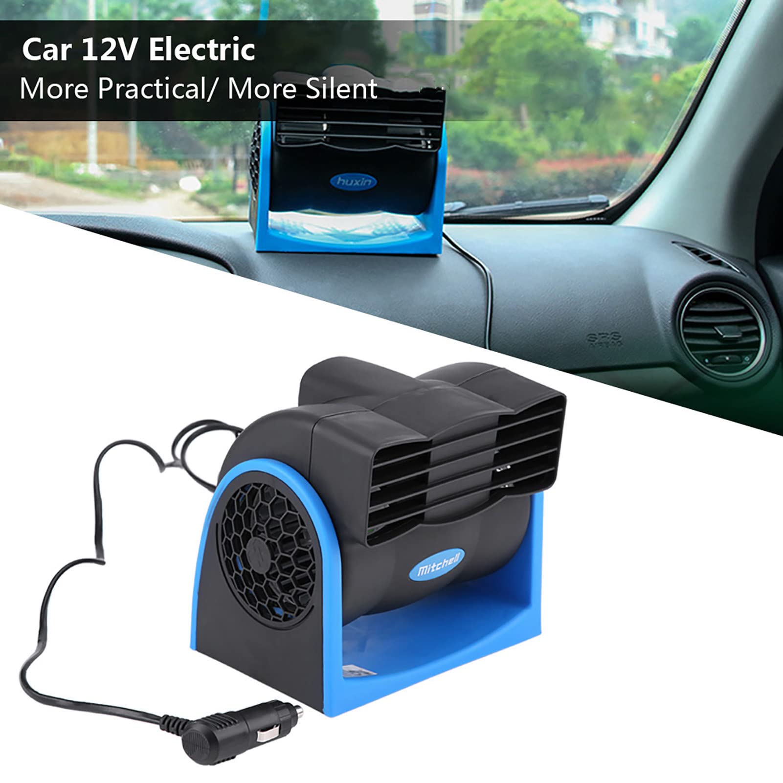 Ventilador de Coche 12V, Circulador de Aire de Refrigeración, Conexión a Encendedor de Cigarrillos, Bajo Nivel de Ruido, para Coche, Camión, Furgoneta, SUV, RV, Barco