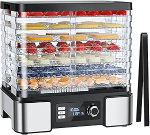 Food Dehydrator Machine Dryer for Jerky: Stainless Steel Dehydrater for Fruit Herb - Digital Food Drier for Meat Beef Dehydration