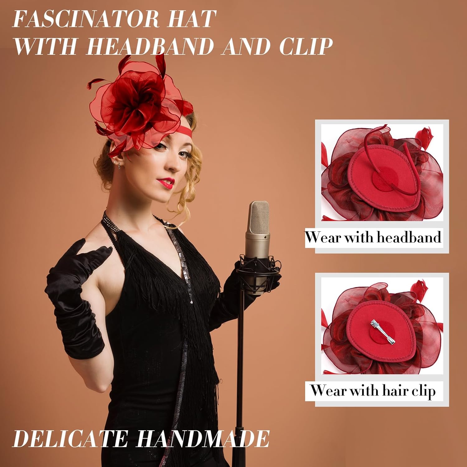 Yunsailing 8 Pack Fascinator Hats for Women Tea Party Derby Hats Mesh Flower Veil Feathers on a Headband and a Clip(Stylish Colors)