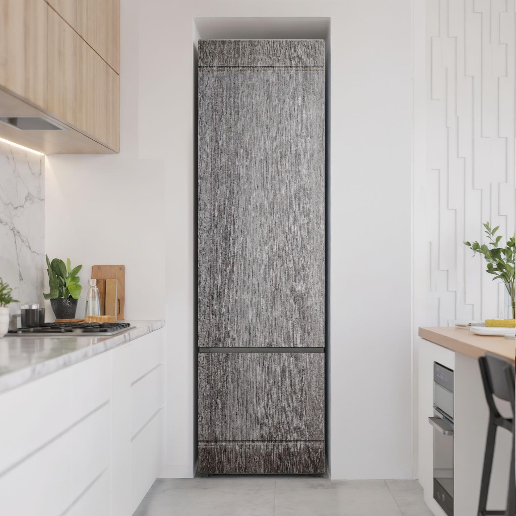 Aufkleber für den Kühlschrank 60x205 cm Kühlschrankfolie Schutz vor Beschädigungen Dekorfolie für Küche Selbstklebend in vielen Designs Dekoration Matt - Natürliches Holzmuster