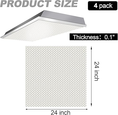 Miniatura 2 de 4 paneles de cubierta de luz fluorescente de repuesto para lámparas de techo de acrílico prismático transparente plano transparente para lámparas de