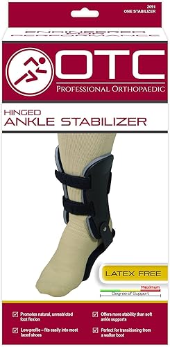 Miniatura 5 de OTC Estabilizador de tobillo con bisagras, soporte de estribo ajustable con estancias rígidas para esguinces y lesiones, transición de botas de