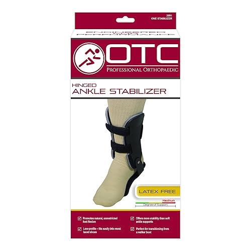 Miniatura 5 de OTC Estabilizador de tobillo con bisagras, soporte de estribo ajustable con estancias rígidas para esguinces y lesiones, transición de botas de