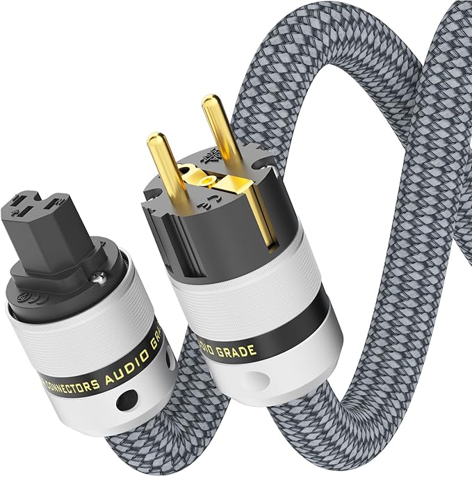 Tertullus Phonokabel met aarding, 1 m, verzilverde afscherming, toonarmkabel, OFC, verzilverd, RCA-RCA-kabel, aardkabel, vergulde stekker voor platenspeler versterker