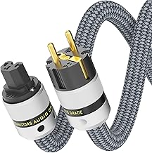 Monosaudio P083 HiFi High End Power Cable 2 m Copper Shielding, 2-Pin Audiophile Power Cable AC IEC Cable 16 mm EU Schuko Plug + IEC C15 Connection for DVD/Amplifier/Decoder/Subwoofer/AMP