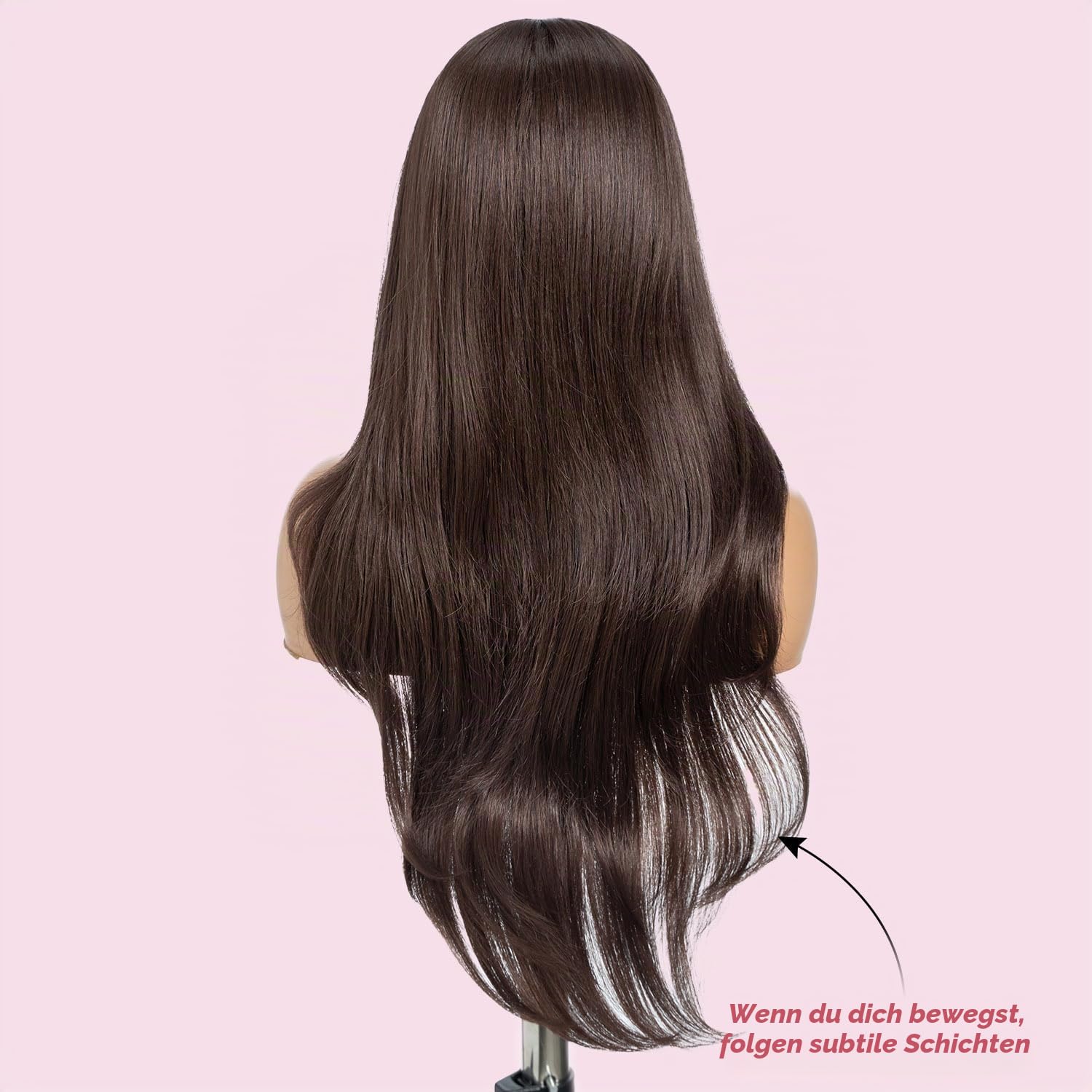Style Icon Brown Curtain Bangs Wig HD Lace Front Wigs 26 Inches Long Muti Layered Wigs Synthetic Lace Front Wig 13x5x1 T Part Wig for Daily Party Use