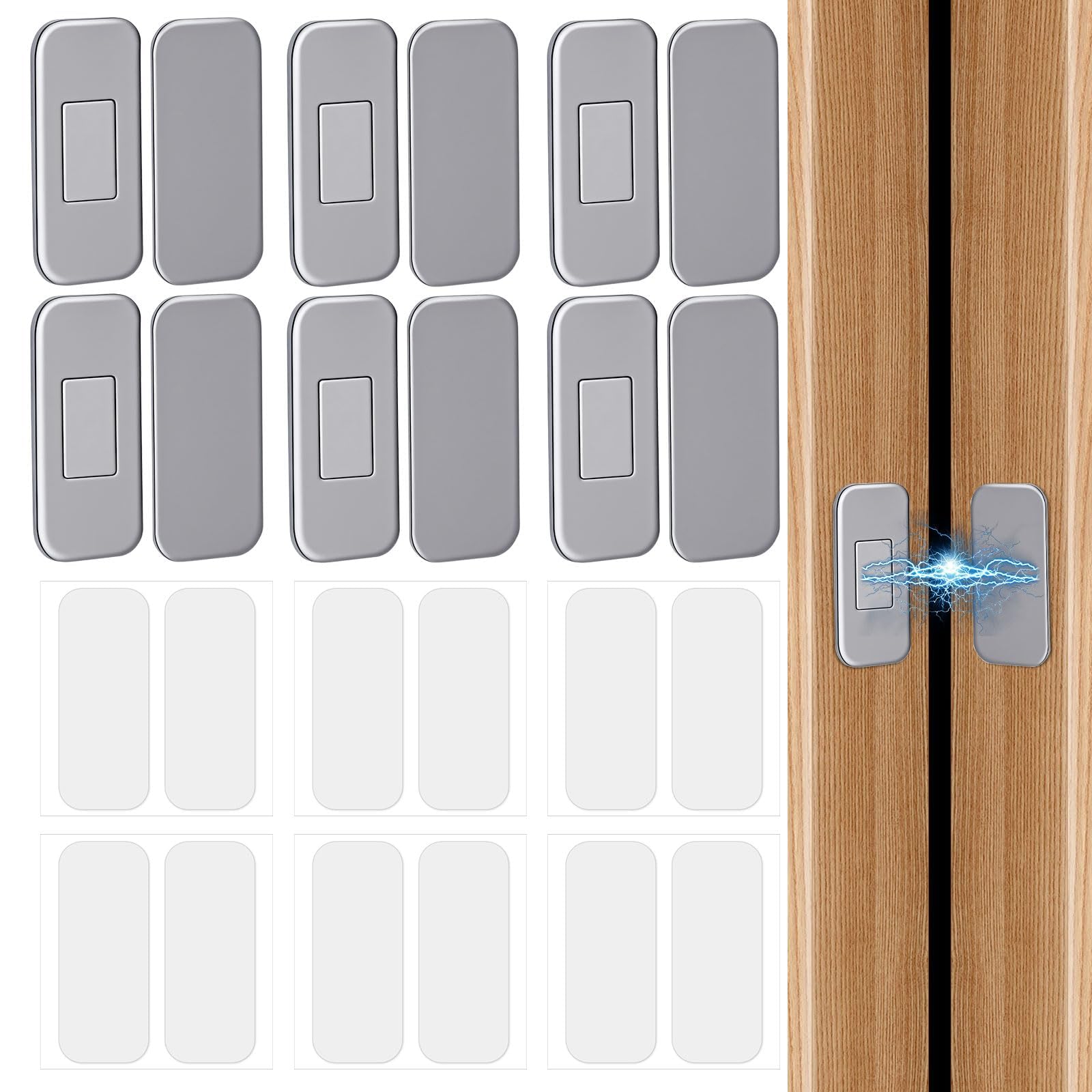 Magnetic Door Catch, 2 Pack Quiet Magnetic Cabinet Door Catch, Punch-Free Ultra Thin Invisible Adhesive Drawer Magnets for Kitchen Closet Wardrobe Cupboard Internal Doors-image-31