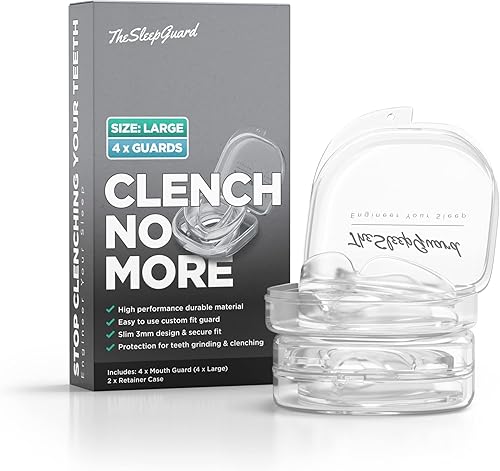 Protector bucal para apretar los dientes por la noche [Paquete de 4, tamaño grande – Hombres] – Protectores nocturnos personalizados para rechinar