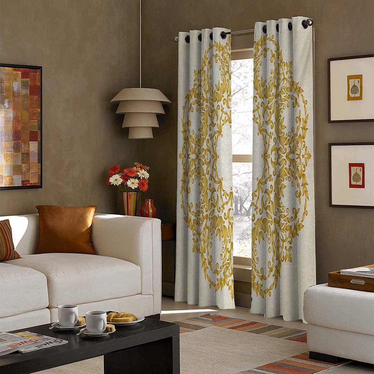 Bhoomi Pinch Pleated Blackout Curtain Panel - Extra Wide 72x120 Inch, Yellow Gold, Thermal Insulated