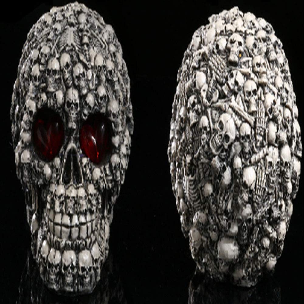 Veilleuse LED Tête De Mort Avec Yeux Changeants - Décoration Halloween Gothique, En Résine, Piles Non Fournies
