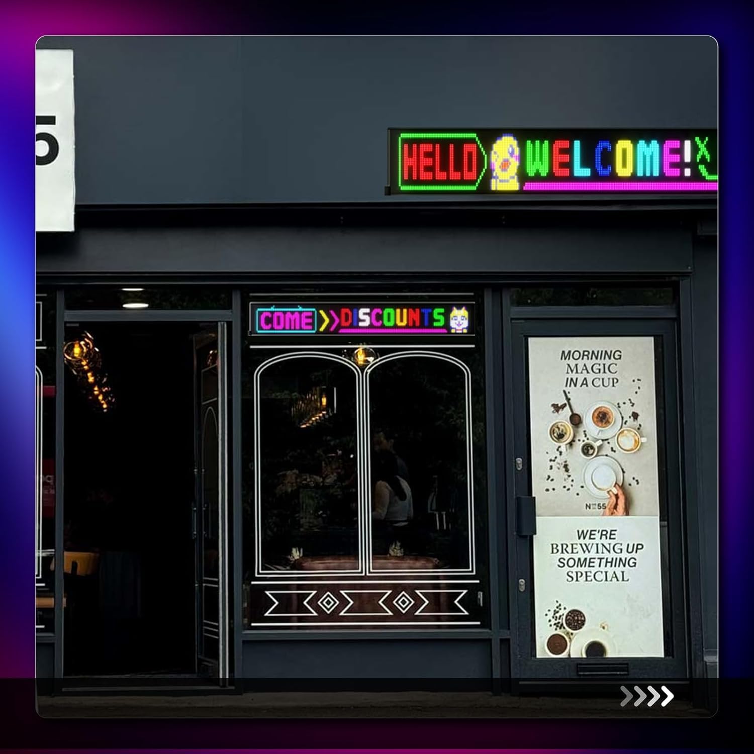 Grande Tablero de indicadores LED flexible, 146 x 20 cm, programable RGB mediante Bluetooth Smart App, panel de matriz de ojos de diablo, para coche, bar, publicidad, restaurante, tienda, decoración