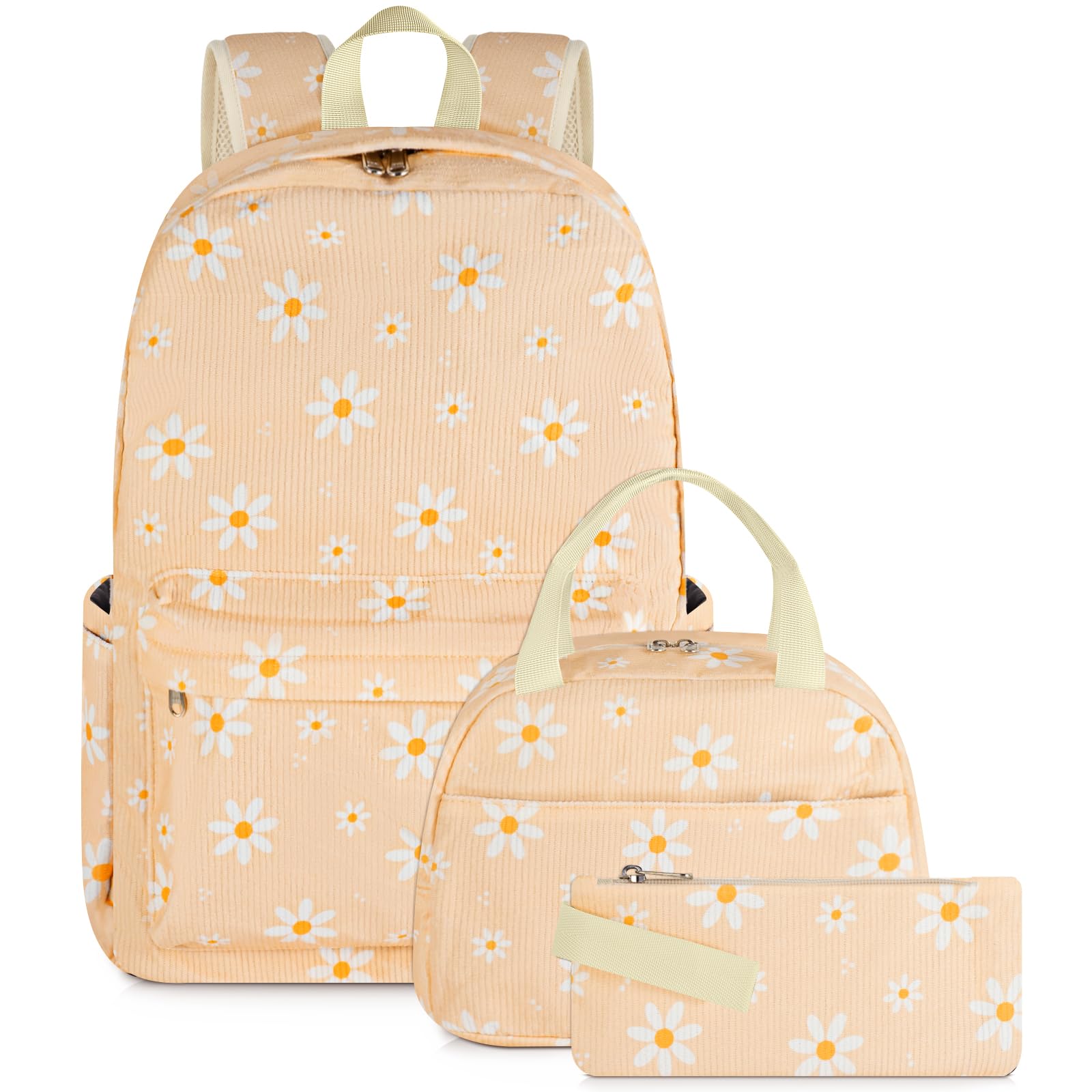 Fiuned School Backpack for Teen Girls Kids Bookbag Set with Lunch Box Pencil Case 17" Large Capacity Backpack Casual Daypack