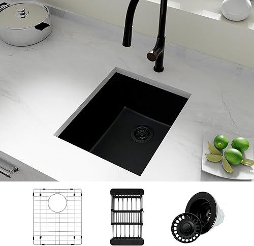 Miniatura 89 de Fregadero de cocina blanco, fregadero de barra blanca de 17 pulgadas, fregadero de barra de montaje inferior de 17 x 19 x 10 pulgadas