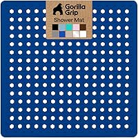 Vista 32 de Gorilla Grip - Alfombrilla de ducha patentada, 21 x 21 pulgadas, lavable, cuadrada, para ducha con agujeros de drenaje, ventosas.