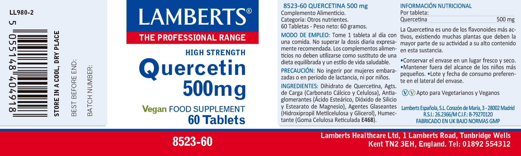 Lamberts Quercitina 500mg - 60 compresse, 60