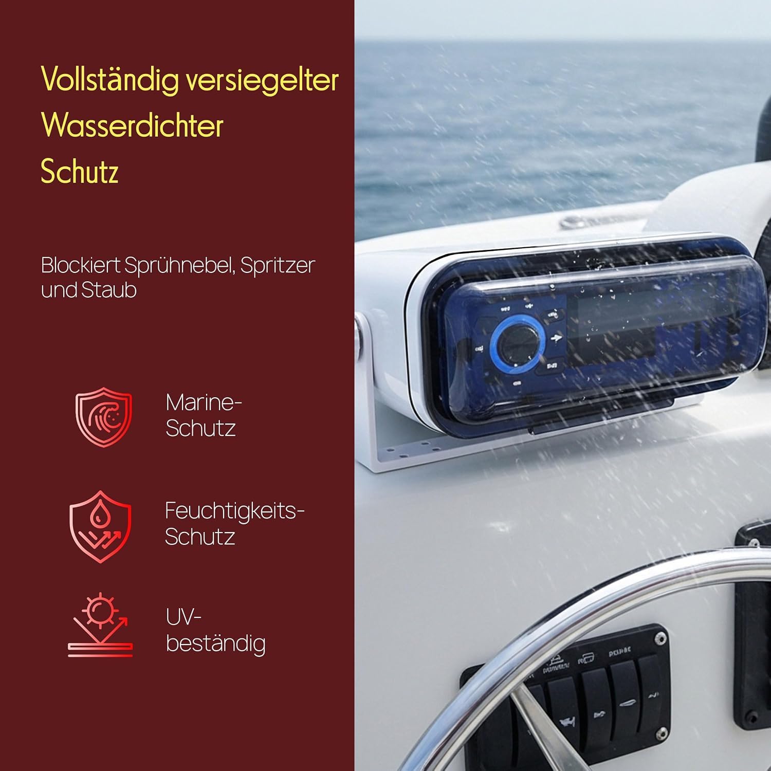 Pyle Marine Radio Schutzgehäuse – wasserdichte 1-DIN Abdeckung für Autoradios & Marine-Radios, UV-beständiges Outdoor Schutzschild mit Klappdeckel, ideal für Boot, Wohnmobil & Außenbereiche – Weiß