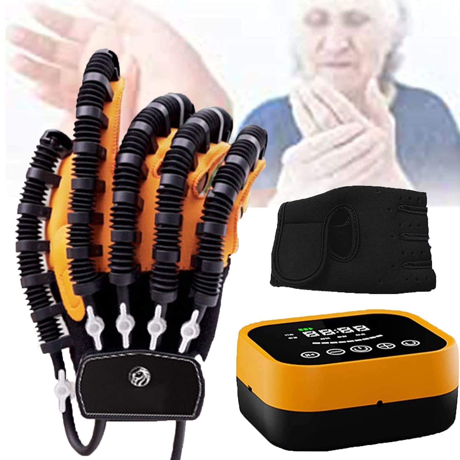 Esercitatore Elettrico per Dita della Mano, Guanti Robotici per La Riabilitazione per Pazienti con Ictus Emiplegia, Dispositivo di Allenamento per Le Mano(Size:Sinistra-XL)