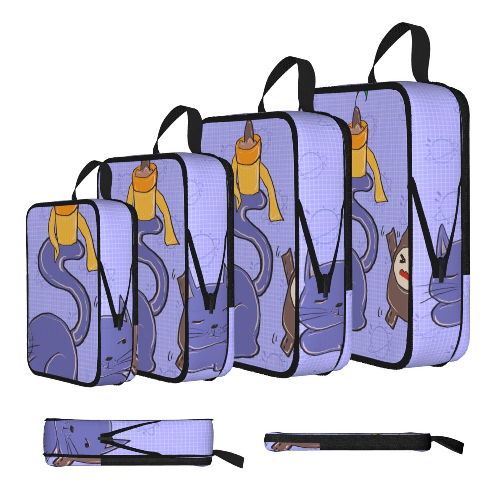 Sxzvvbn Black Sunflower Seeds And Cats Compression Packing Cubes 4 Piece Set