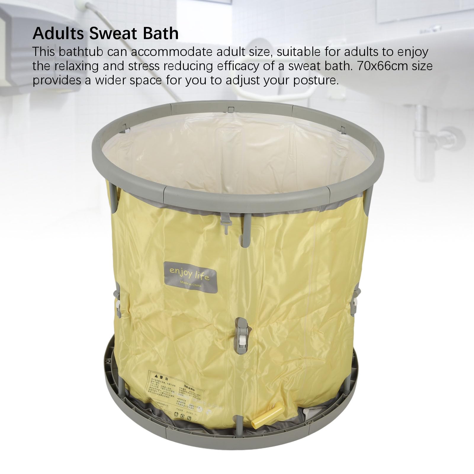 Vasca Da Bagno Pieghevole, Vasca Idromassaggio Portatile Per Bambini E Adulti, Bagno Caldo Ammollo Da Pieghevole Multifunzionale In PVC Per Il Rilassamento (YELLOW)