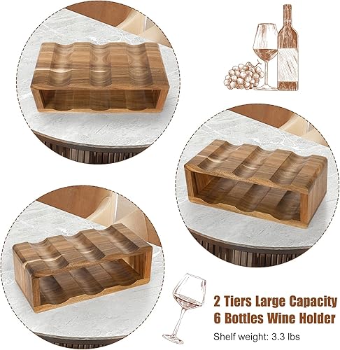 Miniatura 3 de Jotboom Estante de vino para encimera, estante de almacenamiento de vino para 14 botellas, soporte para botellas de vino de 4 niveles, organizador