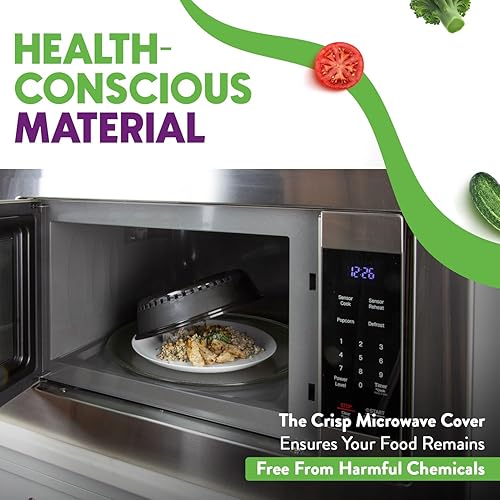 Miniatura 6 de Crisp Cubierta negra para salpicaduras de microondas para alimentos, platos y más, tapa y accesorios a prueba de salpicaduras, duradera y fácil de