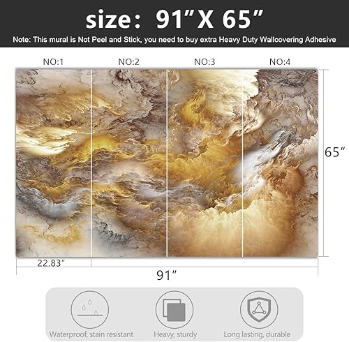 Miniatura 4 de Papel tapiz de tela de techo de nubes doradas, sala de estar, dormitorio, baño, moderno, para niños y niñas, habitación de niños, mural grande