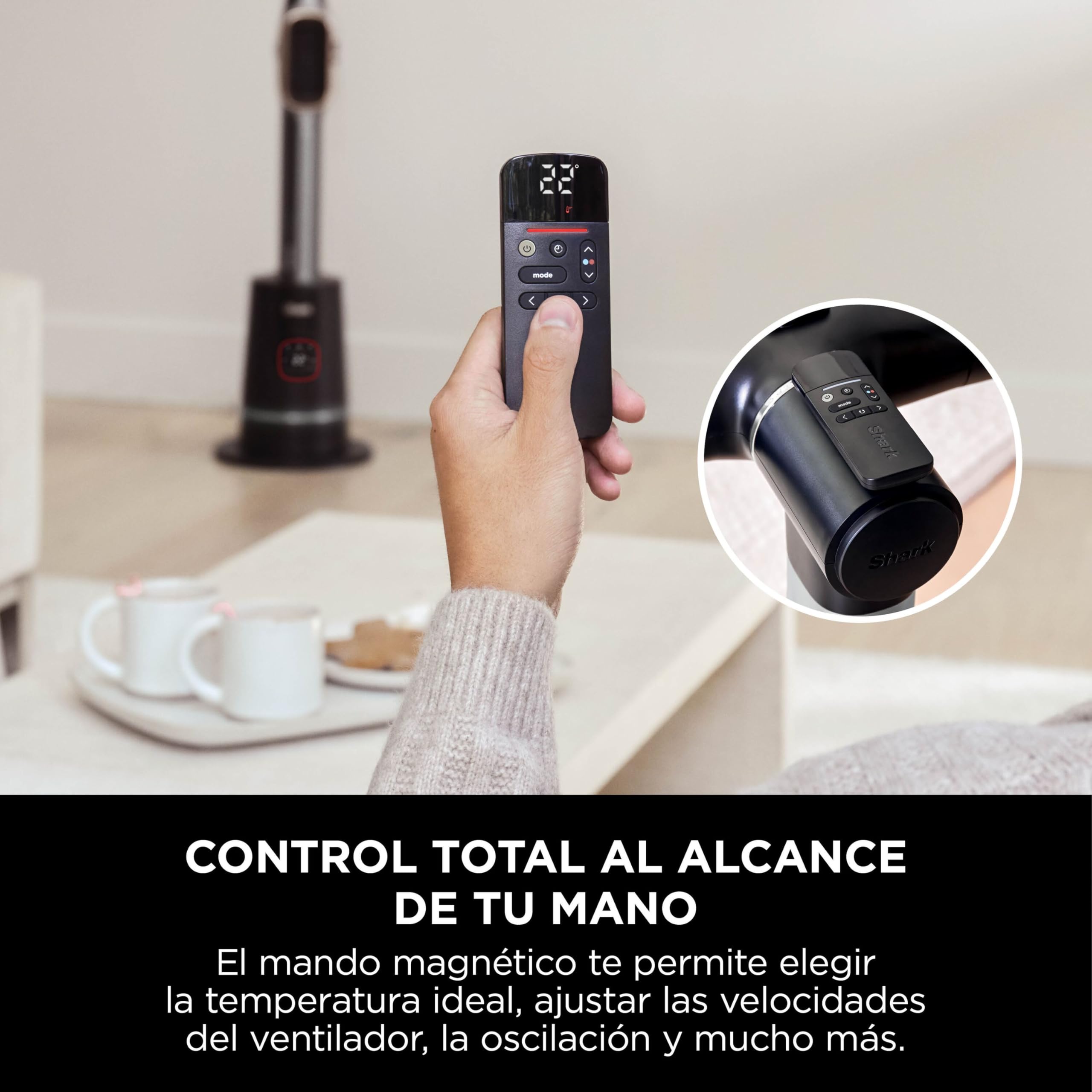 Shark TurboBlade, Ventilador + Calentador 2 en 1, Negro, TH200EU | Ventilador Doble y Calentador, Mando a Distancia