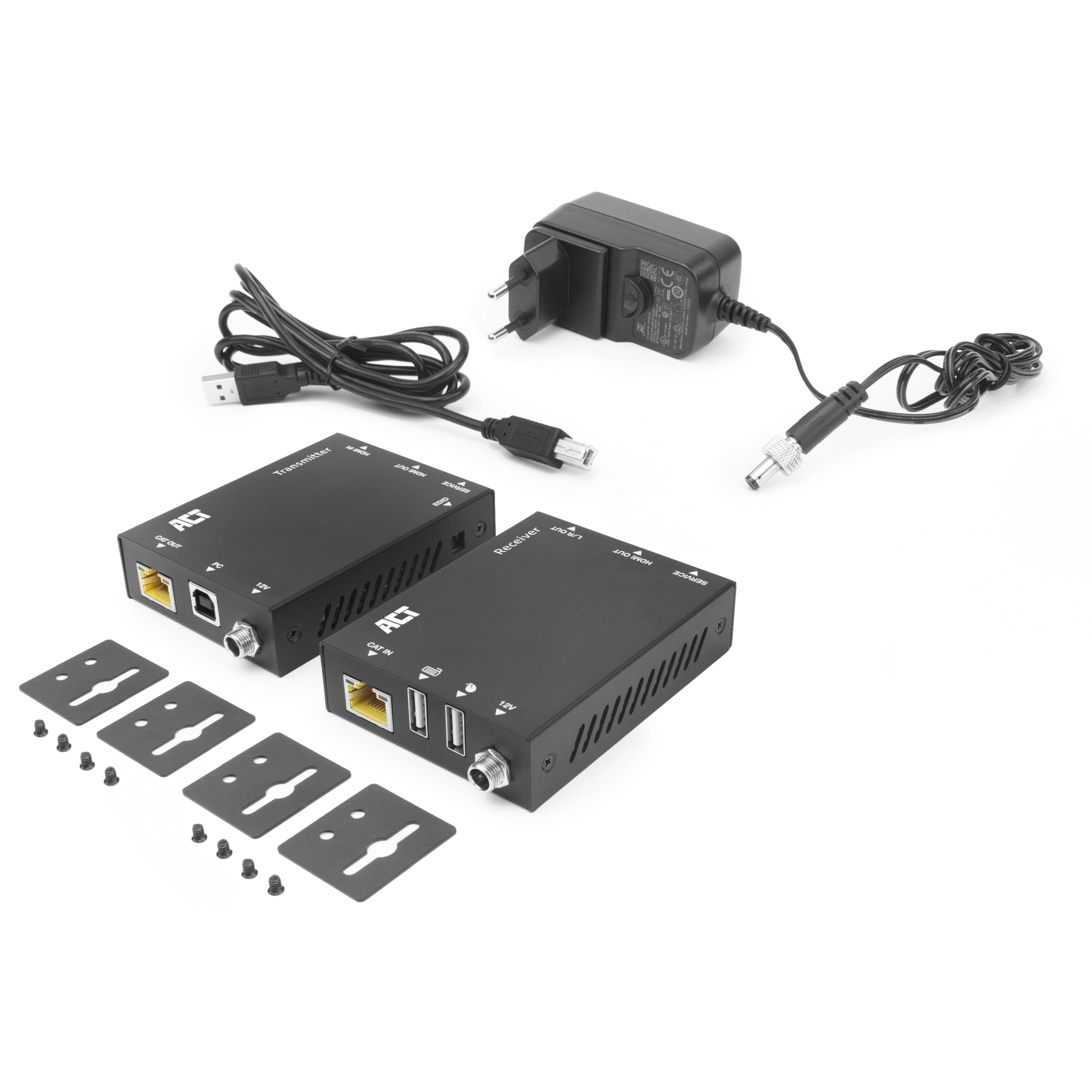 ACT AC7815 Extender KVM HDMI, HDMI over Ethernet vers 70 m sur CAT6/6A, vidéo 4K 60Hz, 2 ports USB pour souris et clavier, EDID HDCP - AC7815