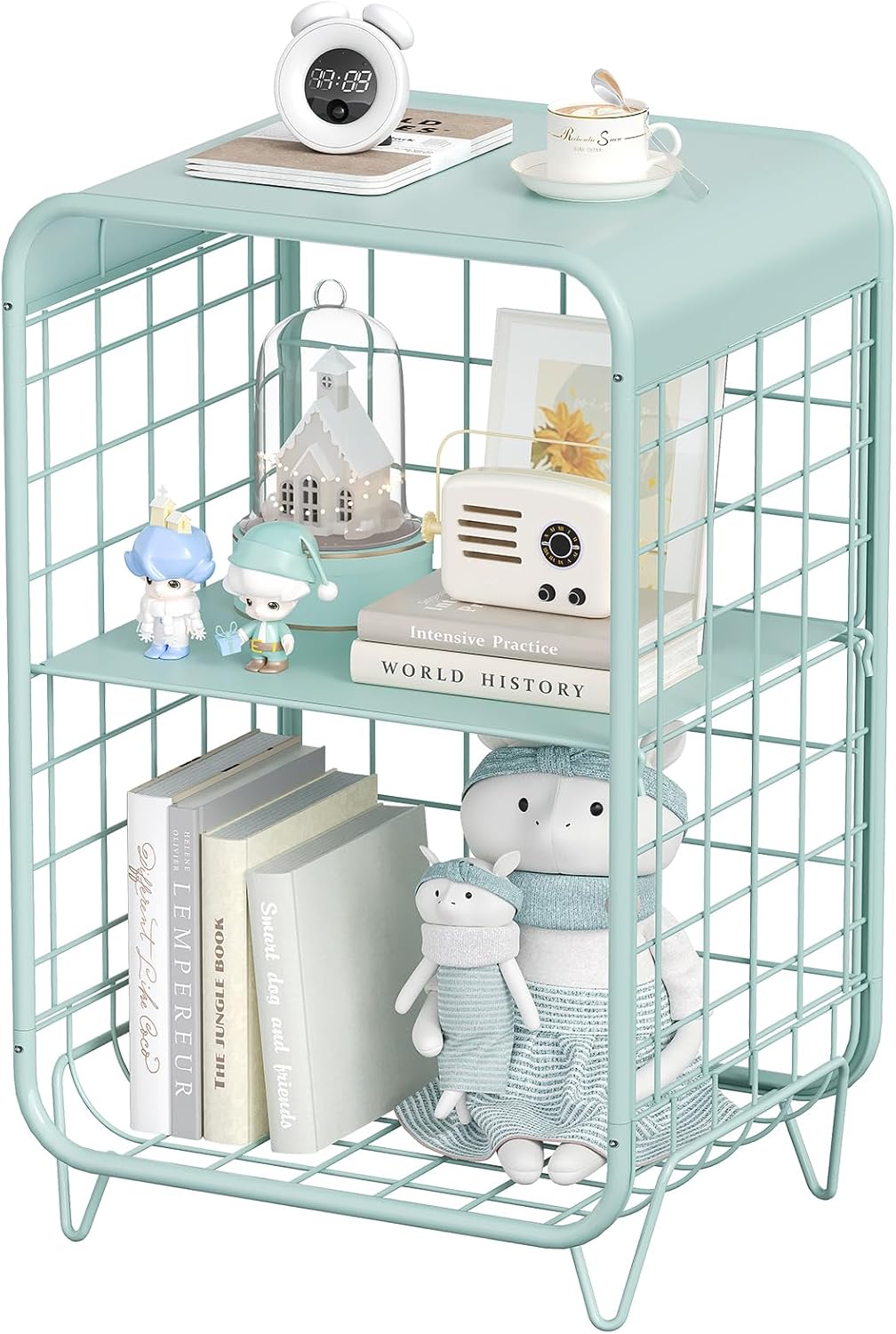 SYKIARIOL Metal Side Table,Cute Nightstand,3 Tier End Table