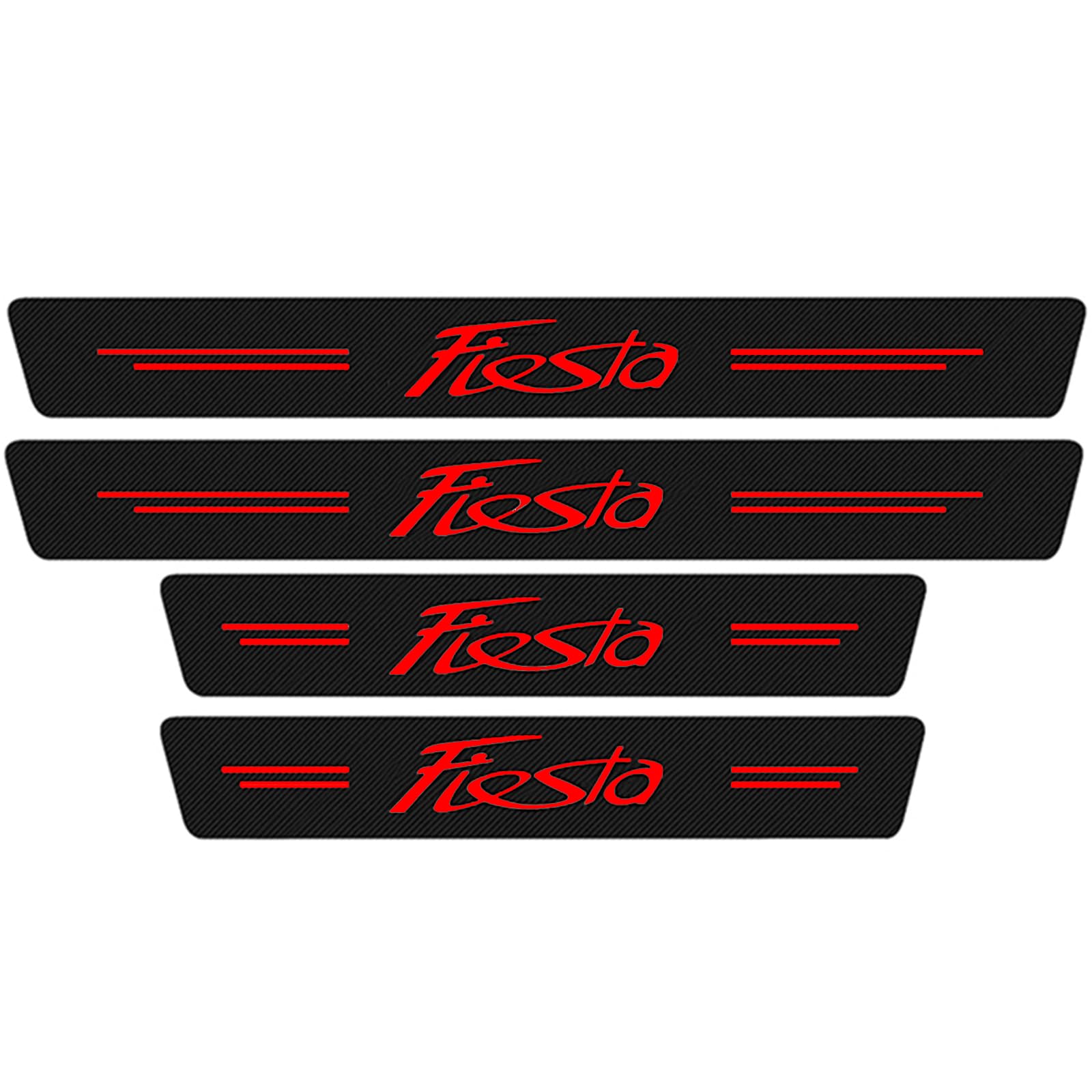 Klhywen Red Car Door Sill Protector For Fo-Rd Fiesta 4Pcs Car Door Sill Scuff Plate Carbon Fiber Stickers Accessories,