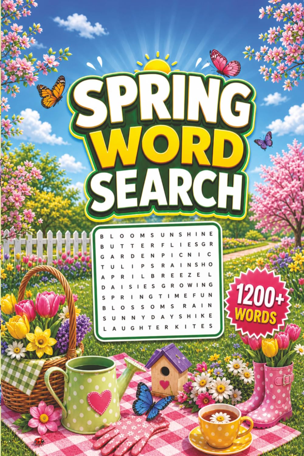 Spring Word Search: 85 Large Print Spring Word Search Puzzles for Adults, Seniors and Teens with 1200+ Words, Seasonal Themes and Solutions