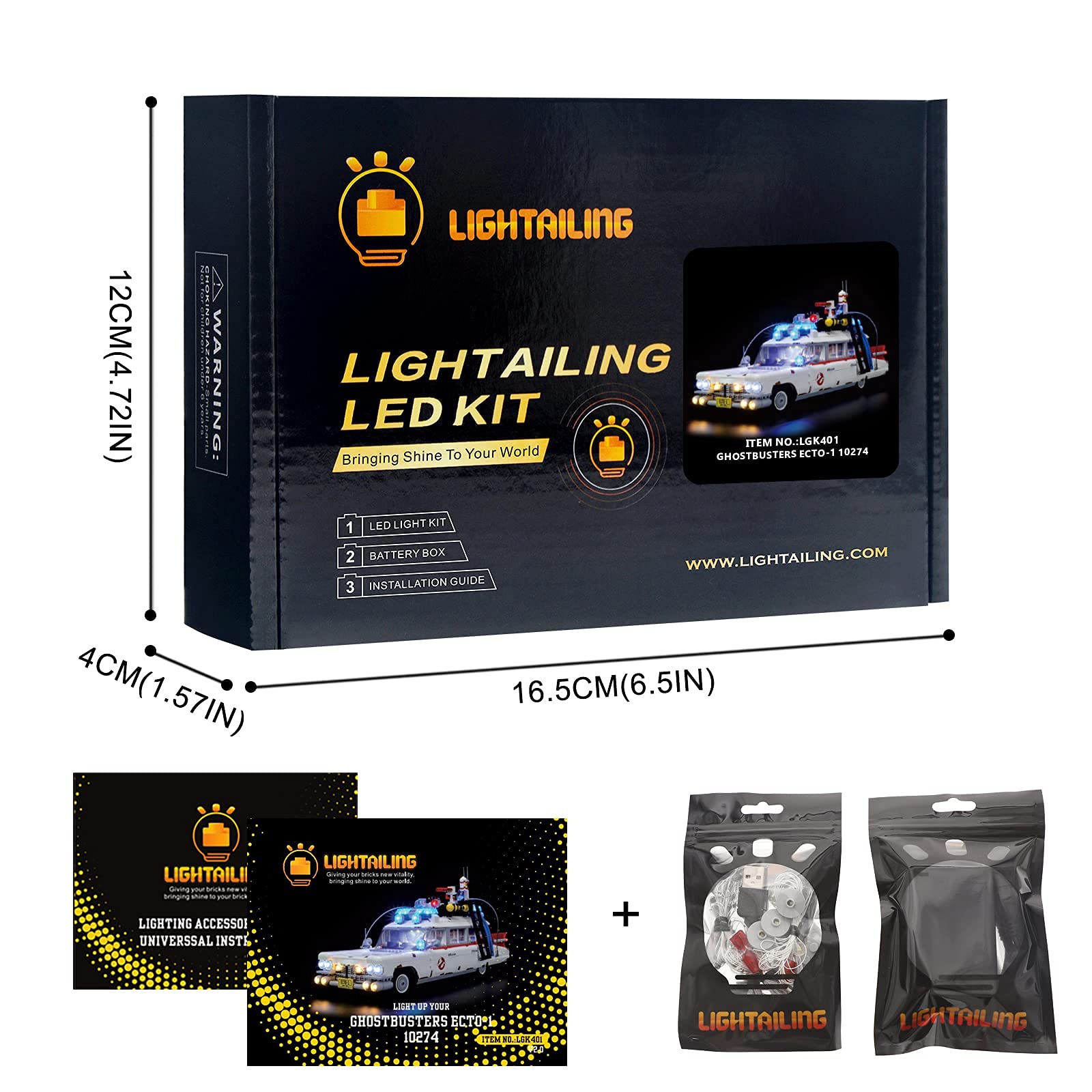 Juego de luces para modelo de bloques de construcción (ECTO-1) - Kit de luz LED compatible con Lego 10274 (no incluye el modelo) 3