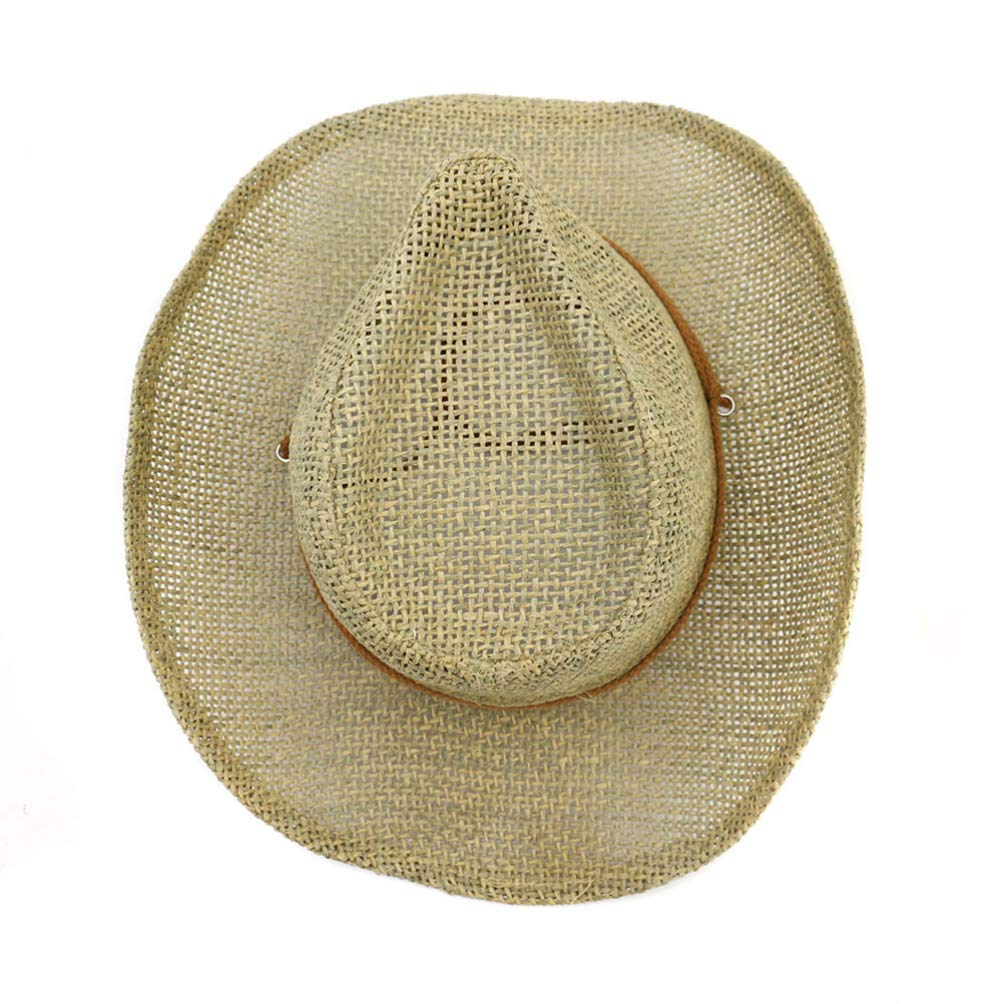 Strohhut Outdoor Strohhut breiter krempe Sonnenhut mit Wind Lanyard atmungsaktiv Strandhut (Khaki)