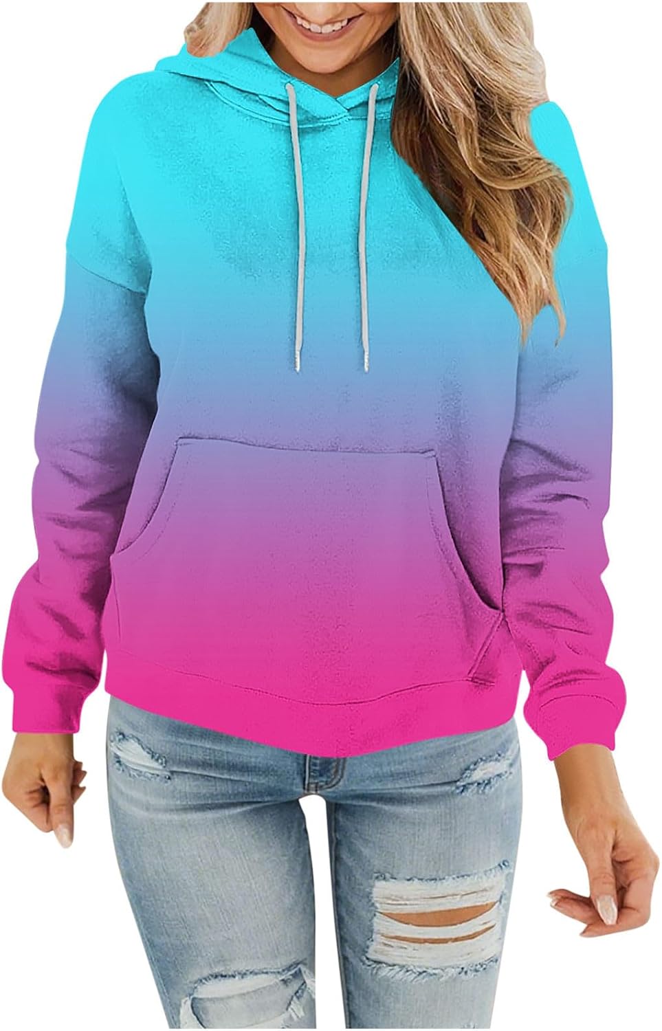 Women Gradient Color Oversized Hoodies Fashion Pullover Sweatshirts Comfort Sweatshirt Tops Fall Clothes