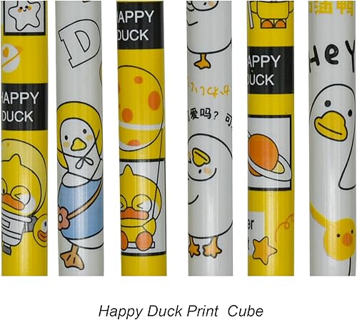 Miniatura 4 de Lopenle 12 bolígrafos de gel retráctiles con estampado de pato amarillo, tinta negra para niños, suministros escolares, oficina, fiesta, cumpleaños.