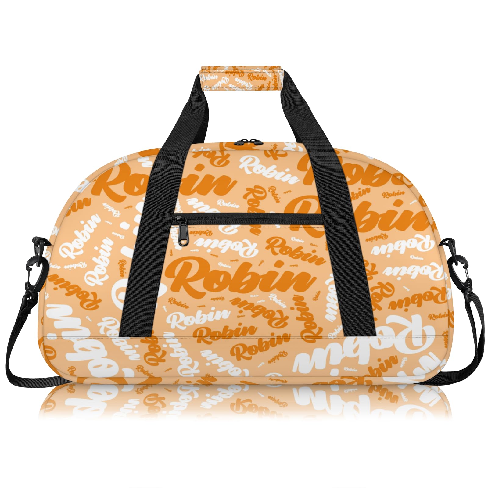 Personalized Sport-Gym-Swimming-Bag for Kids Custom Duffel Travel Bag for Boy Girl Dance Gymnastics Bag Overnight Weekend Bag Orange White Text