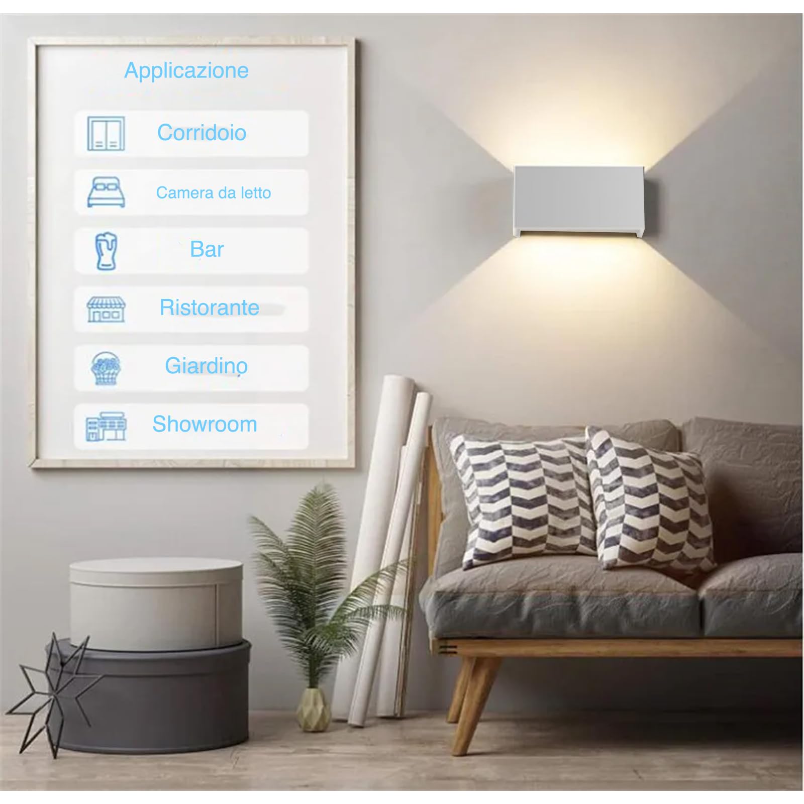 Voltix 24W Applique da Parete LED, IP65 Impermeabile, Applique da esterno Fascio Luminoso Regolabile, Lampada da Parete Interno/Esterno Casa e Giardino (Luce Naturale - 4000K, Bianco)