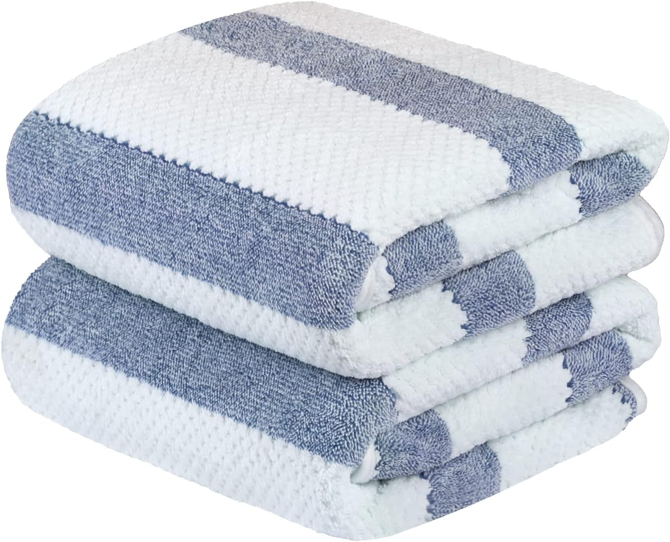 JMLMicrofiber Bath Towels, Bath Towel 2 Pack(30" x 60"), Oversized, Soft, Super Absorbent and Fast Drying, Multipurpose Use for Sports, Fitness, Yoga, Waffle Stripe Royal Blue