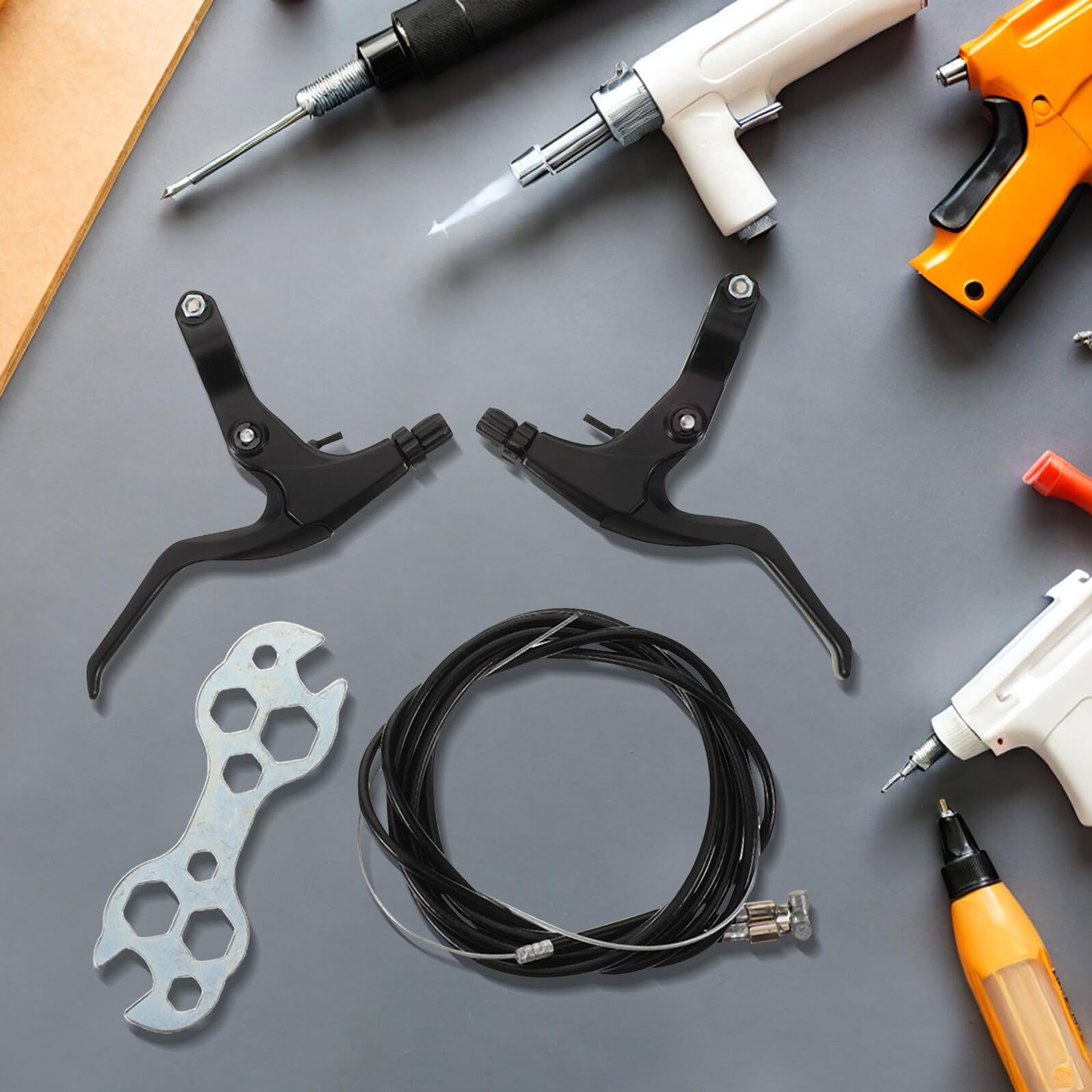 Hydraulisches Fahrrad Scheibenbremsen Satz mit Aluminiumhebeln Mechanische Felgenbremsen Schwarz Bremszubehör für Kinderfahrräder und Citybikes Langlebig Reibungslos