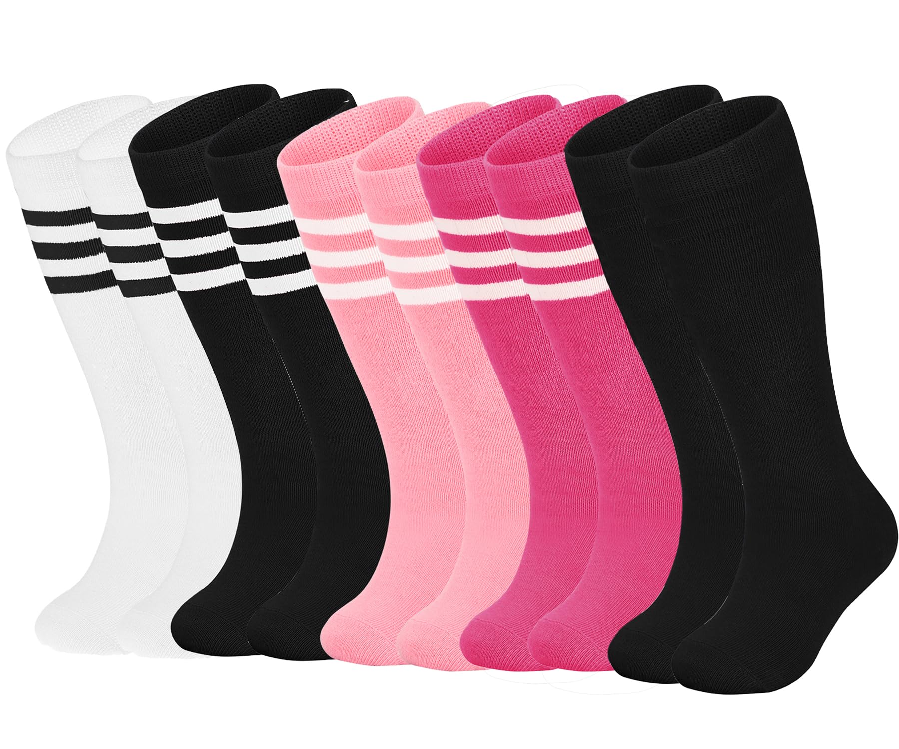 ENBAOHUI 5 Packs Toddler Soccer Socks Kids Tube Socks Girls Boys Soccer Socks Toddler Knee High Socks