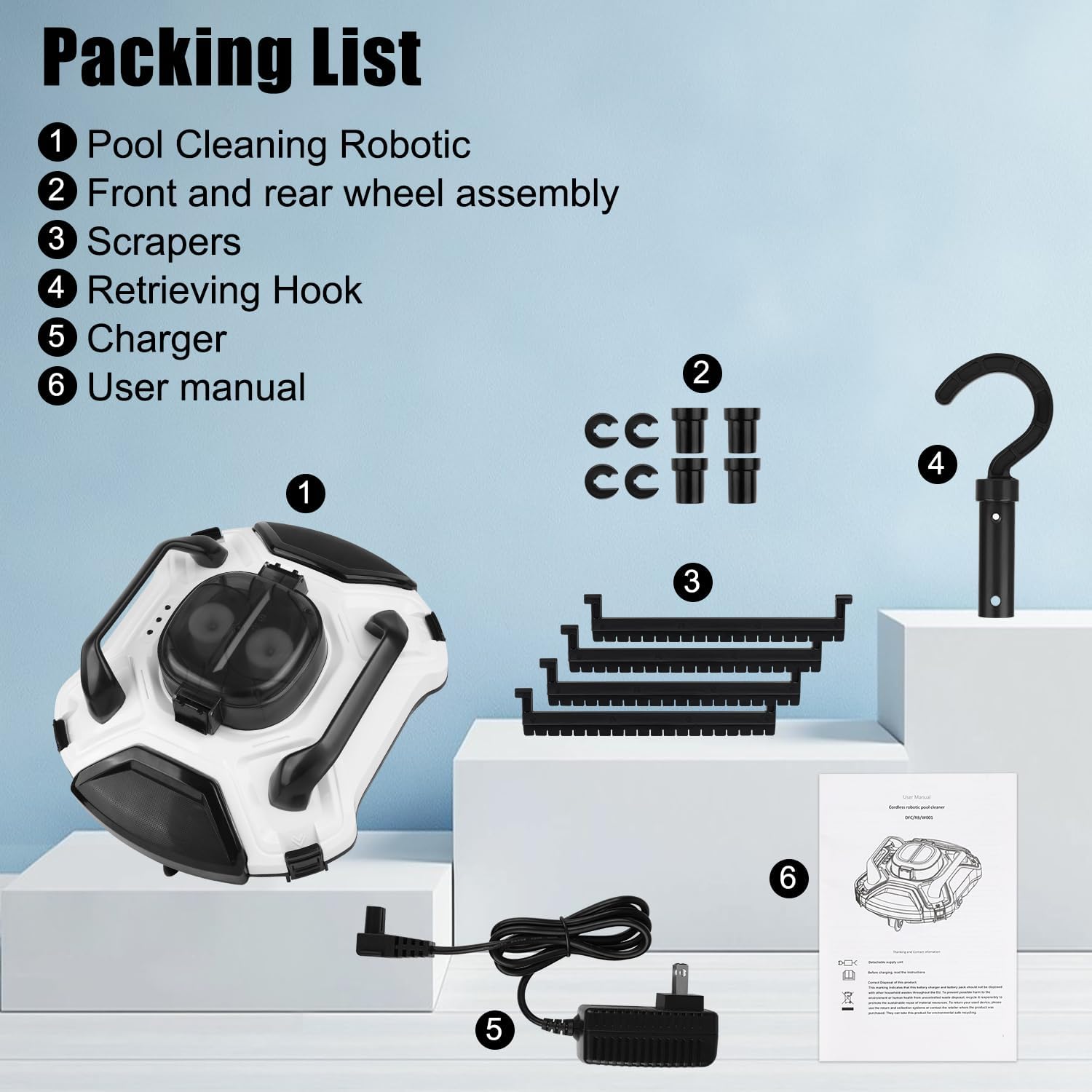 (2026 Upgrade) TCEUMIK Cordless Robotic Pool Cleaner 150 Mins Runtime, Automatic Pool Robot Vacuum with Dual Motors Climbs Slopes Under 23° Above Ground Pool & In-Ground Flat Pools Up to 914 Sq.Ft