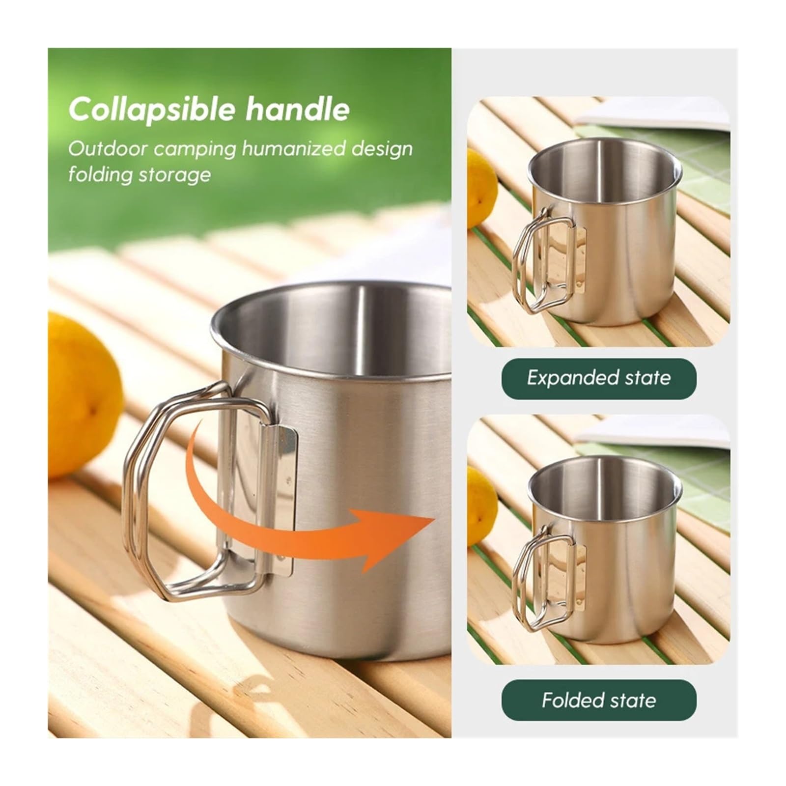 Bicchiere Acciaio Inox Pieghevole Set di tazze pieghevoli da campeggio | Set di bicchieri da picnic portatili in acciaio inossidabile 304