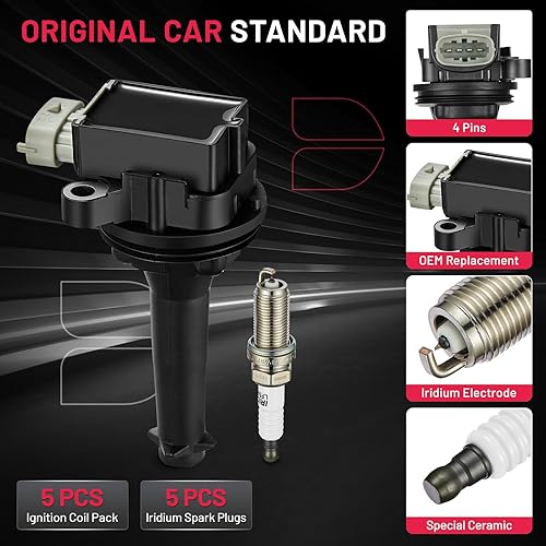 Miniatura 4 de BDFHYK Paquete de bobinas de encendido UF517 y bujías de iridio AP5325 compatibles con Volvo C30 C70 S40 S60 V50 V70 XC70 2.4L 2.5L L5 C1721