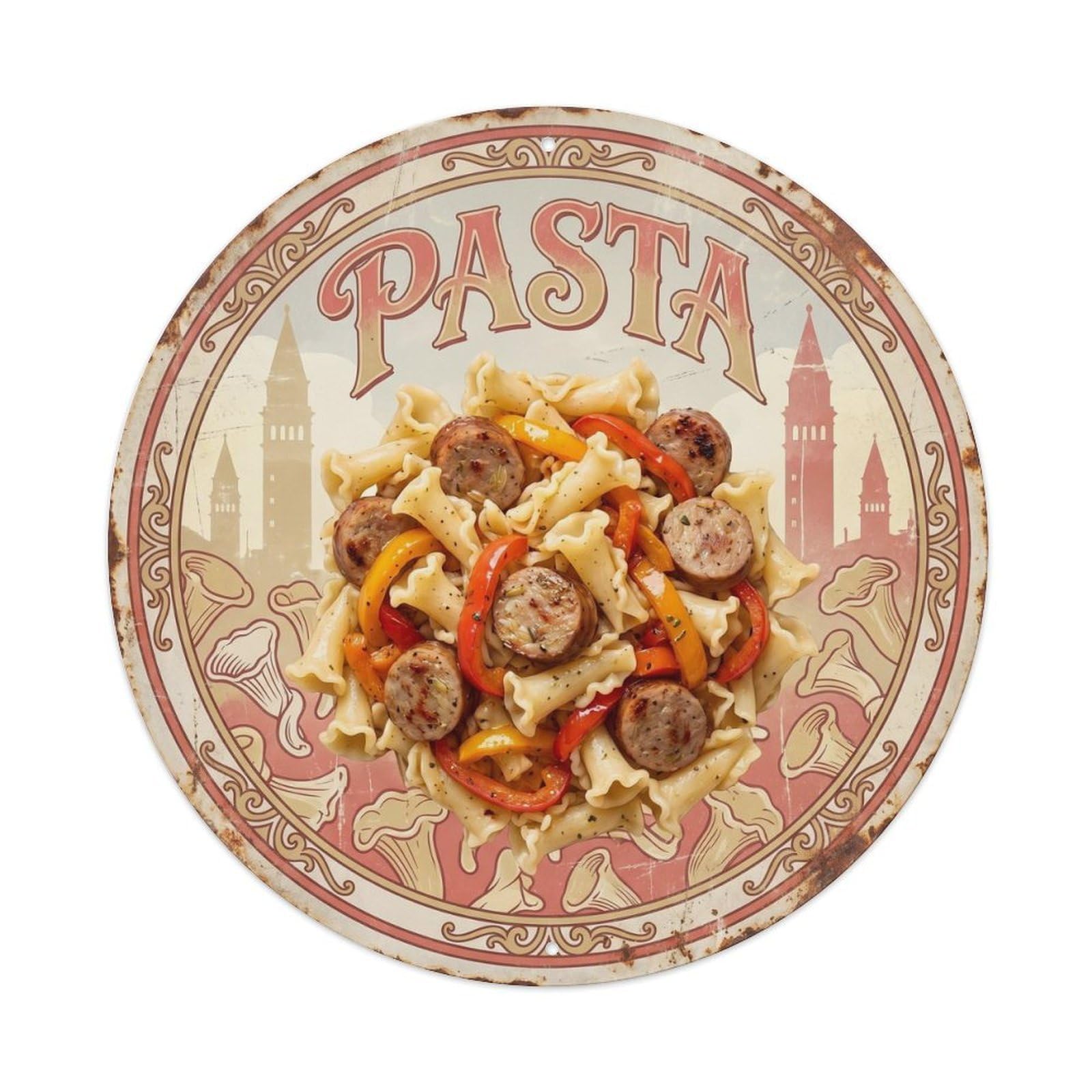 Este 8X8inch Style Pasta Kitchen Cuisine Mediterranean Vintage Travel Metal Tin Sign