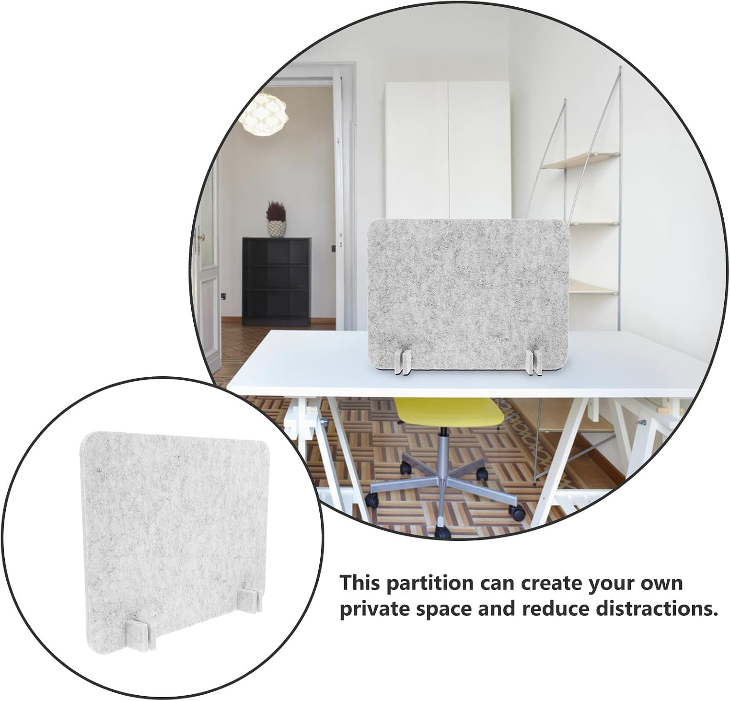 Kichvoe Desk Divider Felt Panel 40x30cm, Acoustic Noise-reducing Office Partition, Privacy Shield for Student and Classroom Desks, Light Gray Desktop Barrier
