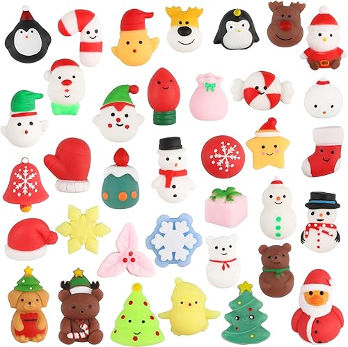 36 juguetes esponjosos Mochi de Navidad, juguetes para apretar, alivio del estrés, paquetes de ansiedad para niños, regalos de fiesta de Navidad,