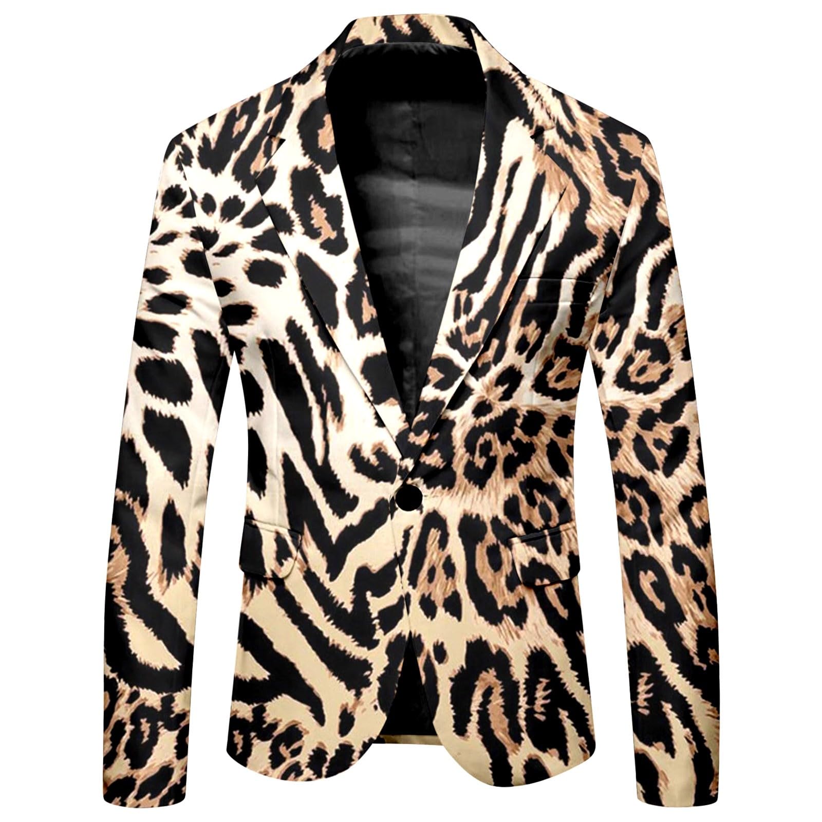 Sakko Uomo Slim Fit Leopard Blazer Sportivo Blazer Cardigan Regular Fit Giacca da Uomo Moderno Tempo Libero Elegante Slim Fit Vestito da Tuta Monobottone, Giacca Smoking
